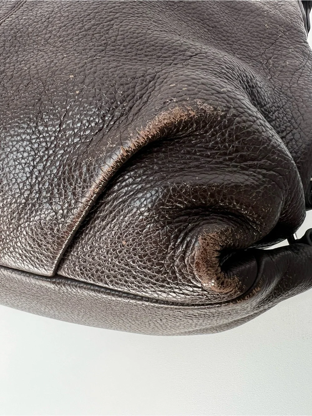 Coach Dark Brown Pebbled Leather Shoulder Bag